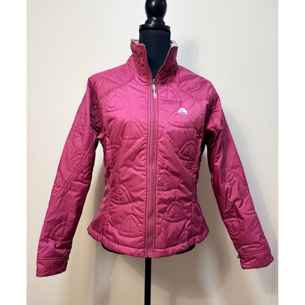 Vintage Nike ACG Jacket Medium Thermal Layer 2 Quilted Full Zip Magenta Pink